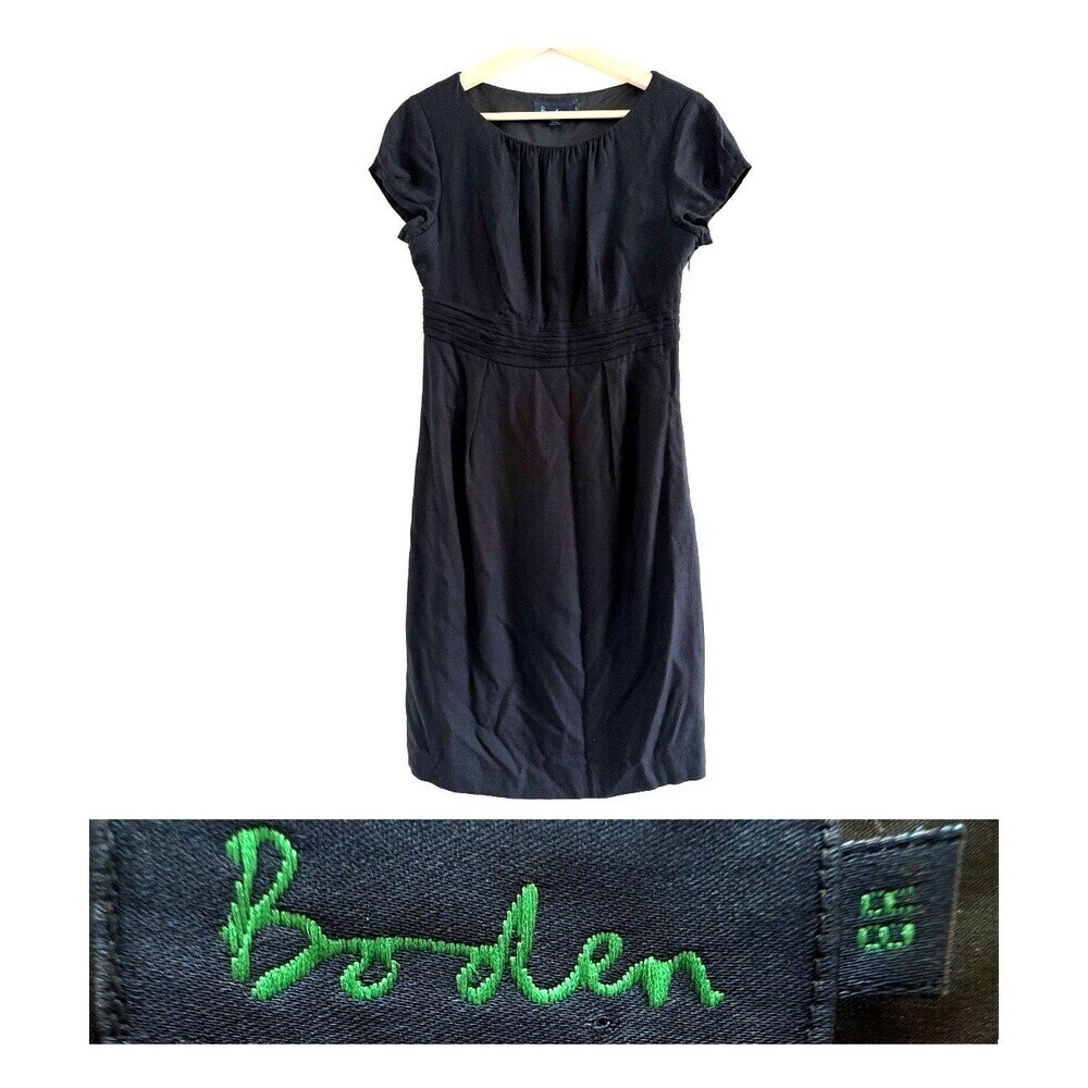 Boden Florrie Black Jersey Dress Womens short sleeve zipper 8R 100% viscose